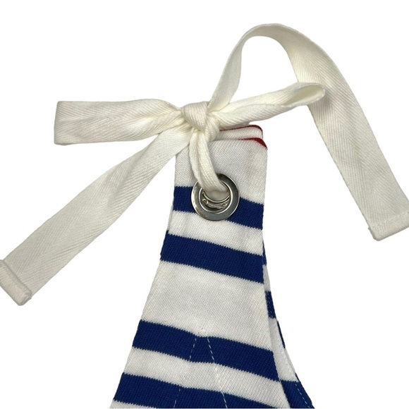 White + Warren Red White Blue Nautical Stripe Tie Shoulder Tank Top Size S - Picture 3 of 8